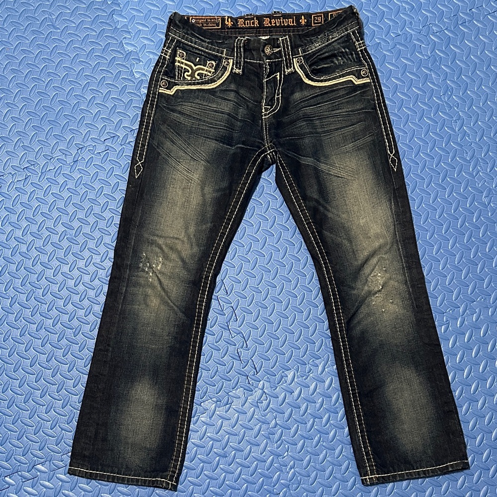 Rock Revival Men's Dino Dark Wash Relaxed Straight Jeans